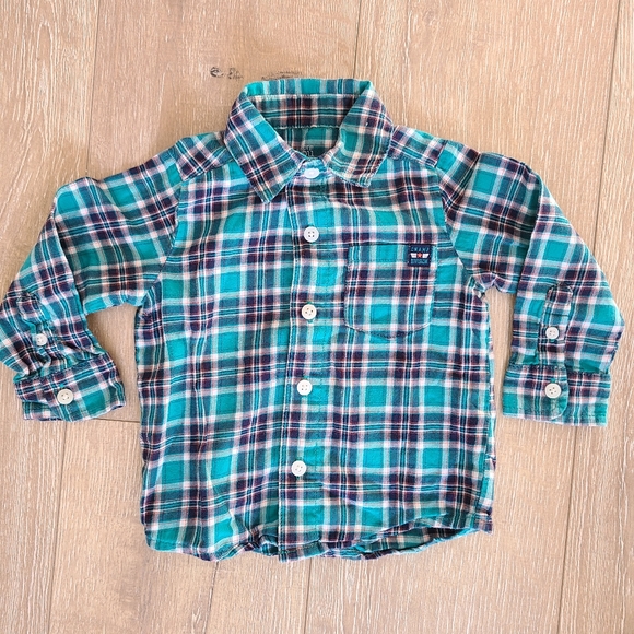 Carter's Other - (3/$15) Carter's Teal Plaid Button Down Shirt